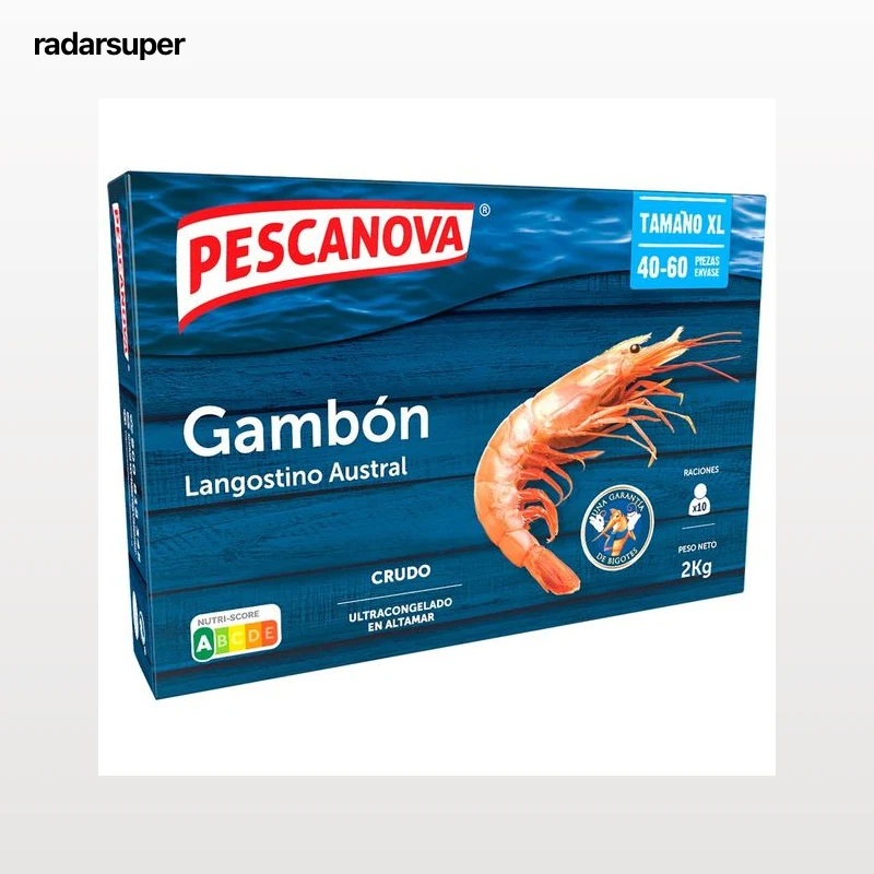 PESCANOVA Langostino gambón austral gigante XL 20 / 30, crudos y ultracongelados, especial plancha PESCANOVA 2 KG (P.N)