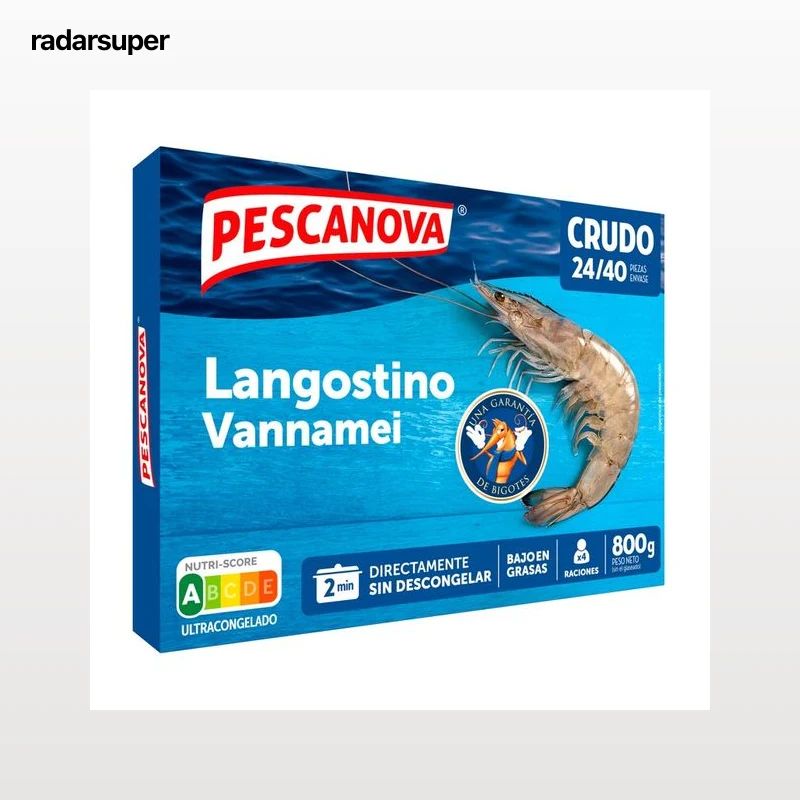 PESCANOVA Langostinos 24/40 crudos grandes, ultracongelados PESCANOVA 800 g (P.N.E)