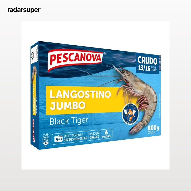 PESCANOVA Langostinos jumbo 13 / 16 crudos y congelados 800 g.