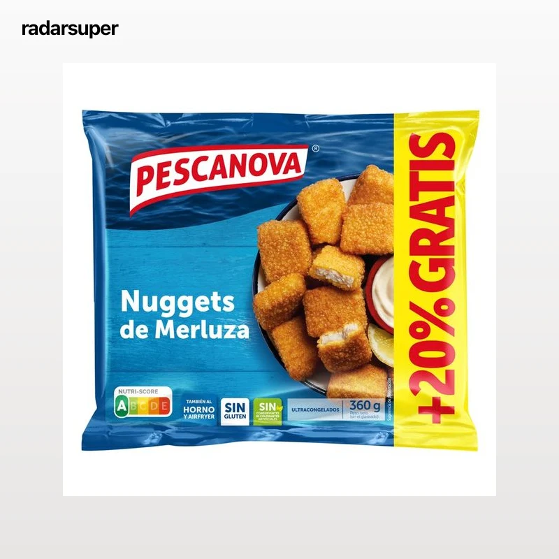 PESCANOVA Trocitos de merluza con empanado super crujiente (nuggets) 300 g.