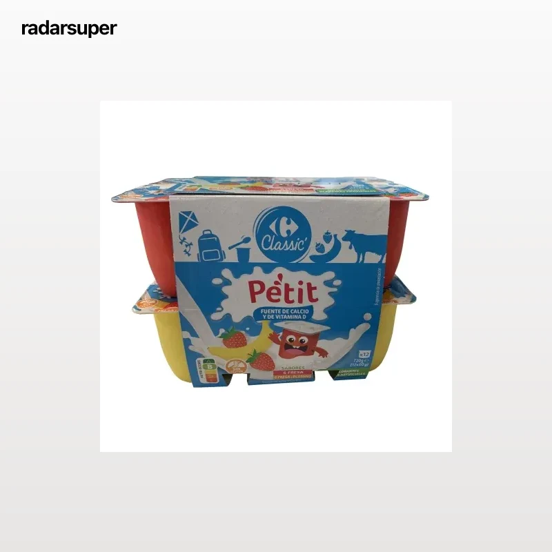Petit de fresa y de fresa-plátano Carrefour Classic' sin gluten pack de 12 unidades de 60 g.