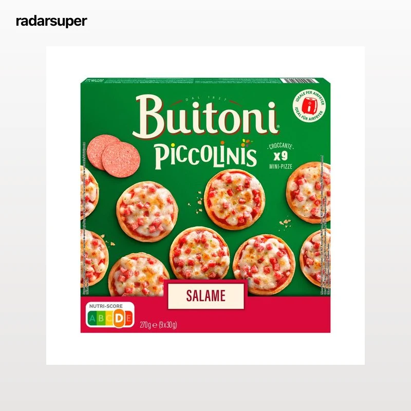 PICCOLINIS (mini pizzas) con queso tomate y salami de Buitoni 270 g.