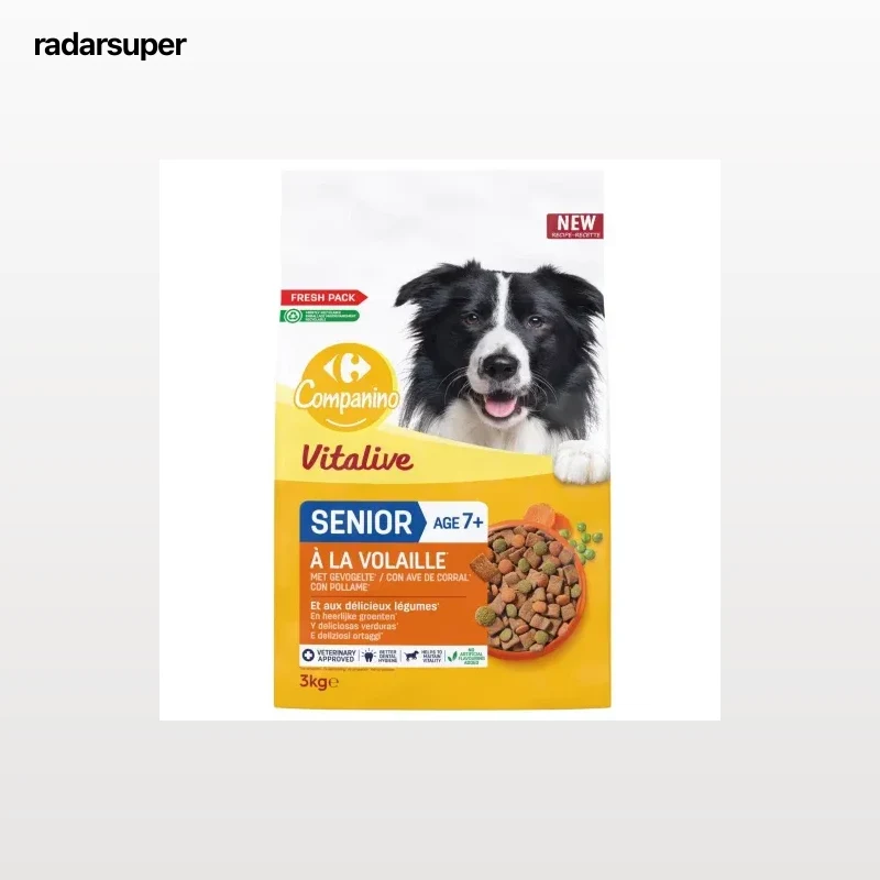 Pienso de ave con verduras para perro senior Vitalive Carrefour Companino 3 kg