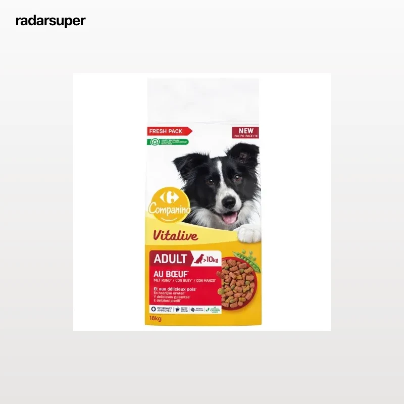 Pienso de buey y verduras para perro adulto Vitalive Carrefour Companino 18 kg