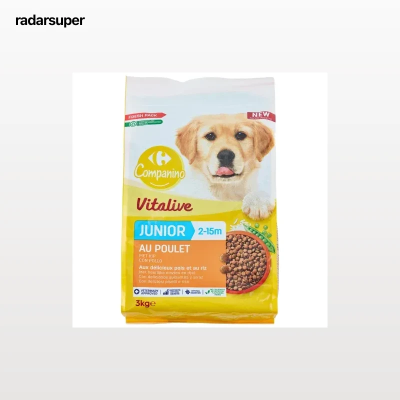 Pienso de pollo para perro junior Vitalive Carrefour Companino 3 kg.
