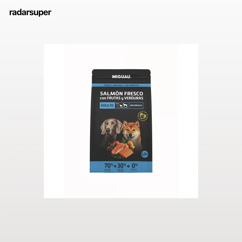 Pienso de salmón sin cereales con frutas y verduras para perro adulto Miguau 1,5 kg