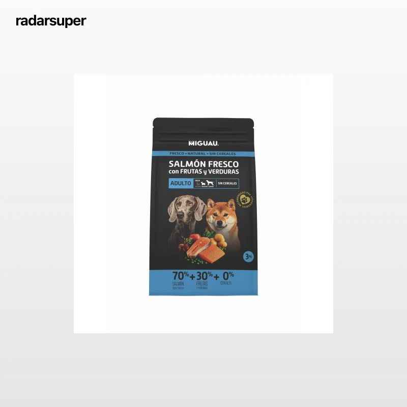 Pienso de salmón sin cereales con frutas y verduras para perro adulto Miguau 3 kg