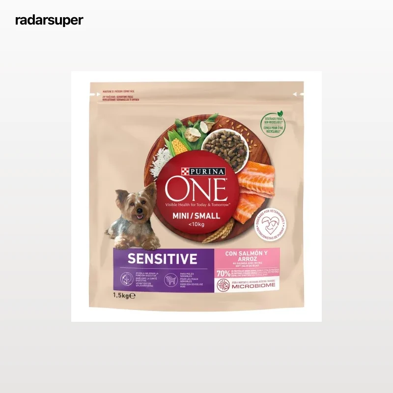 Pienso de salmón y arroz digestión delicada para perro mini Purina One Mini Sensitive 1,5 kg.