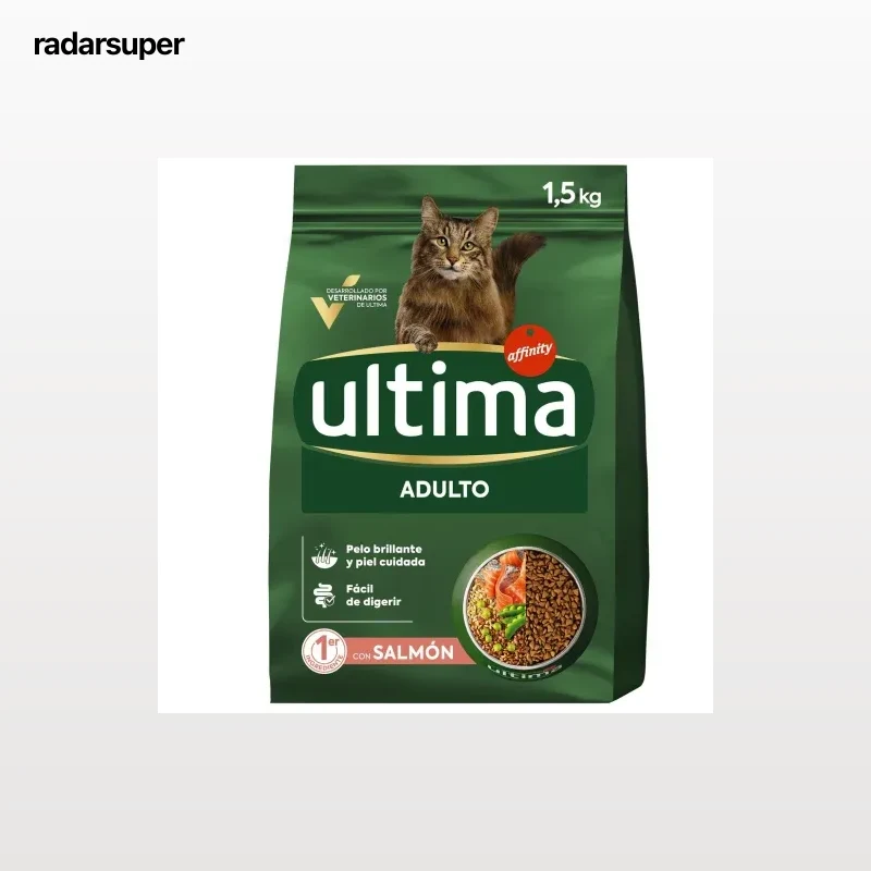 Pienso de salmón y arroz para gato adulto Ultima 1,5 kg.