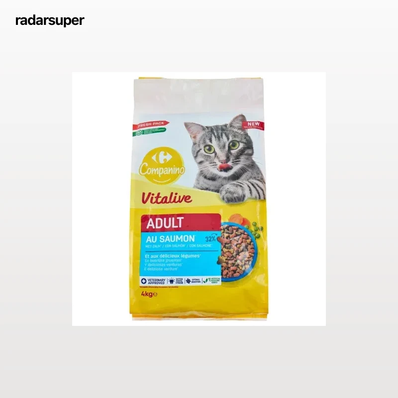 Pienso de salmón y verduras para gatos adultos Vitalive Carrefour Companino 4 kg