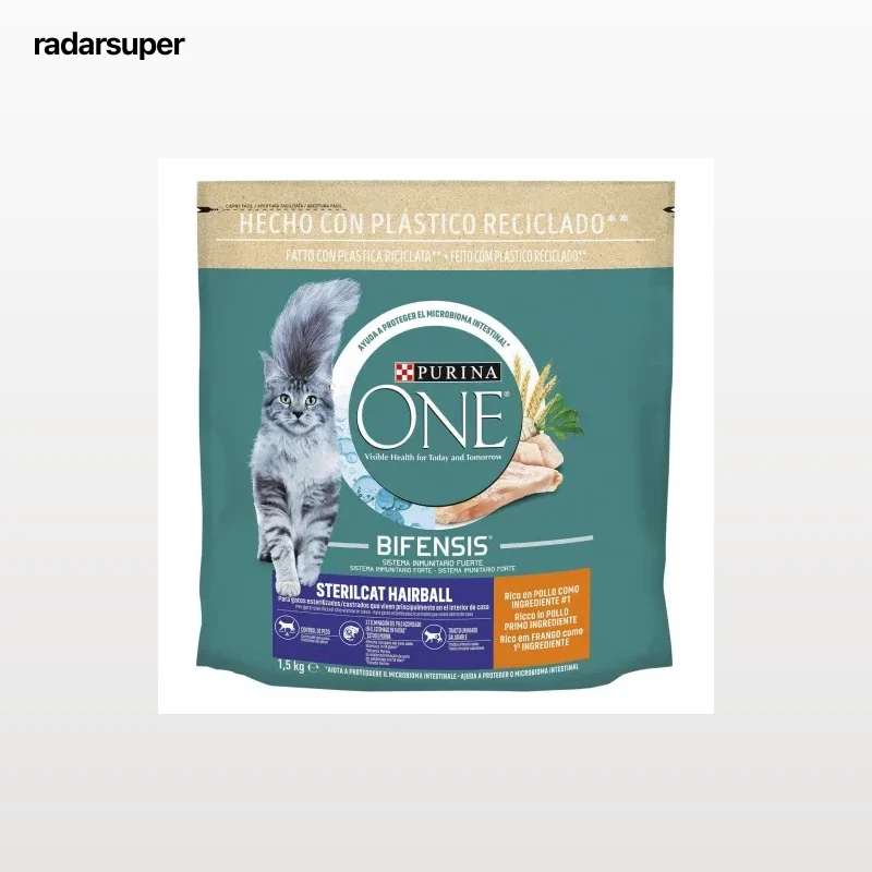Pienso esterilizado control bolas de pelo sabor pollo para gato Purina One 1,5 kg