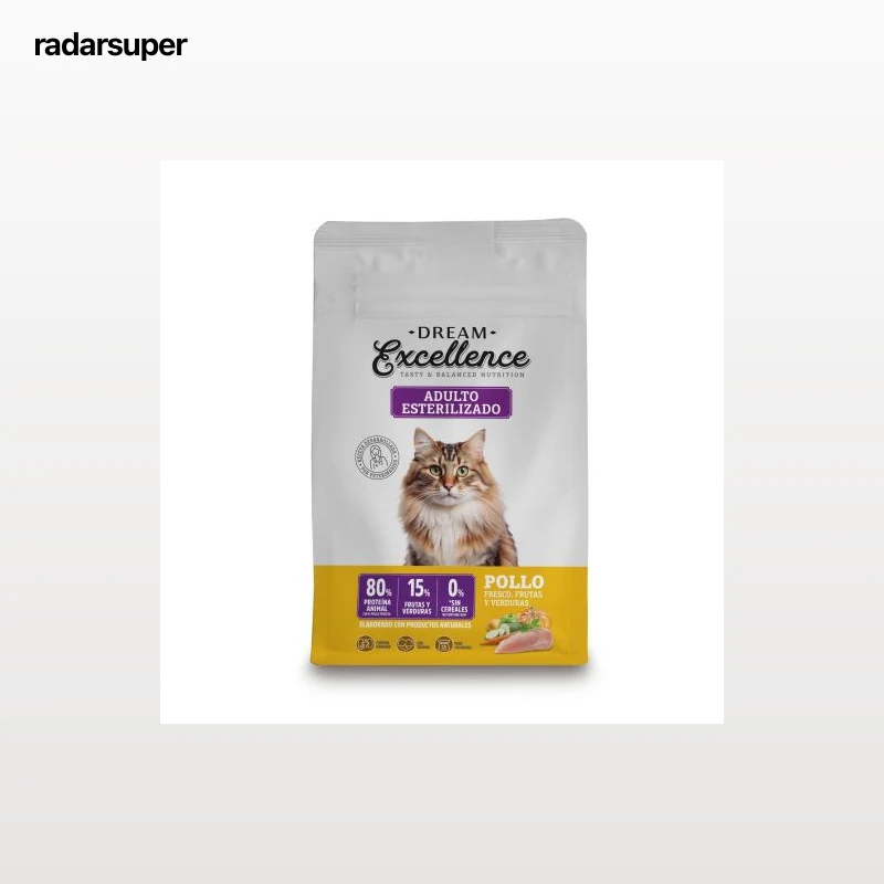Pienso esterilizado de pollo fresco para gatos adultos, frutas y verduras Dream Excellence 1,5 kg.