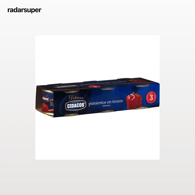 Pimiento rojo en trozos Cidacos pack de 3 unidades de 60 g.