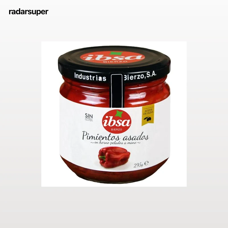 Pimientos asados con aceite de oliva Ibsa sin gluten 295 g.