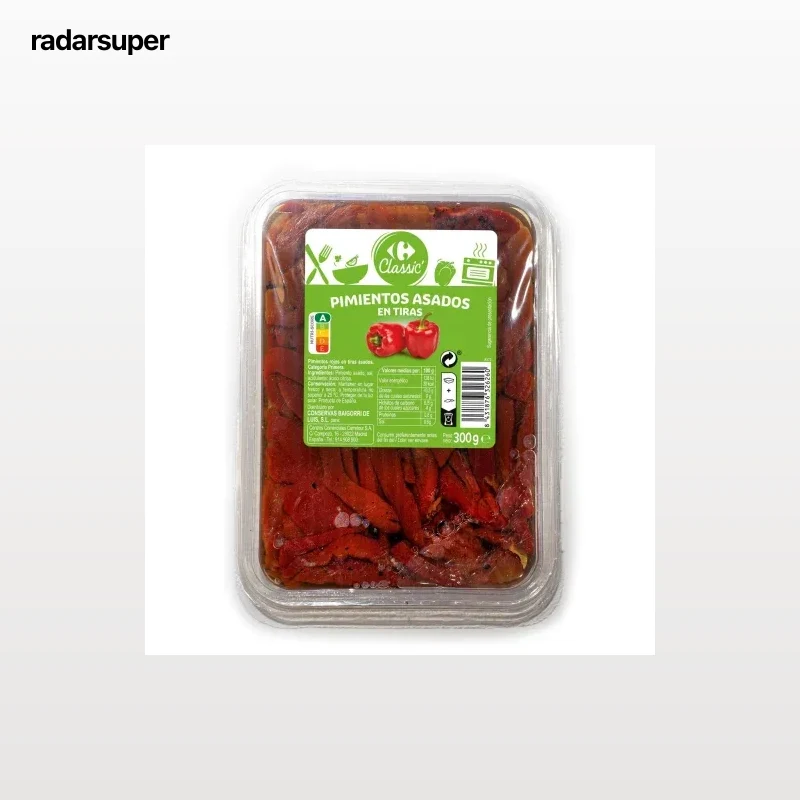 Pimientos asados en tiras Classic Carrefour 300 g.