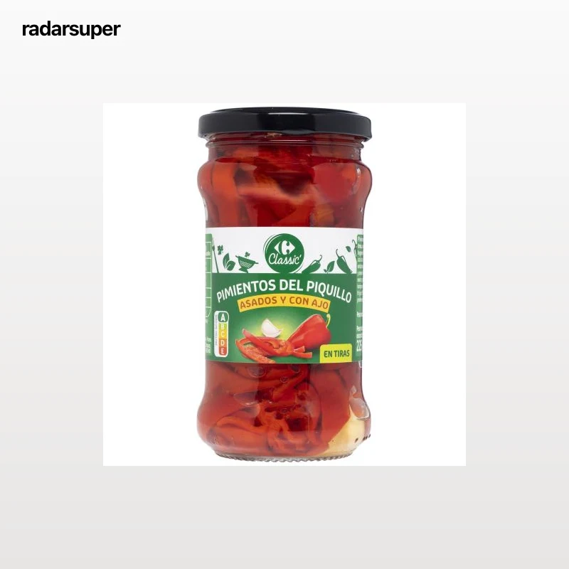 Pimientos del Piquillo en tiras al ajillo Classic Carrefour 225 g.