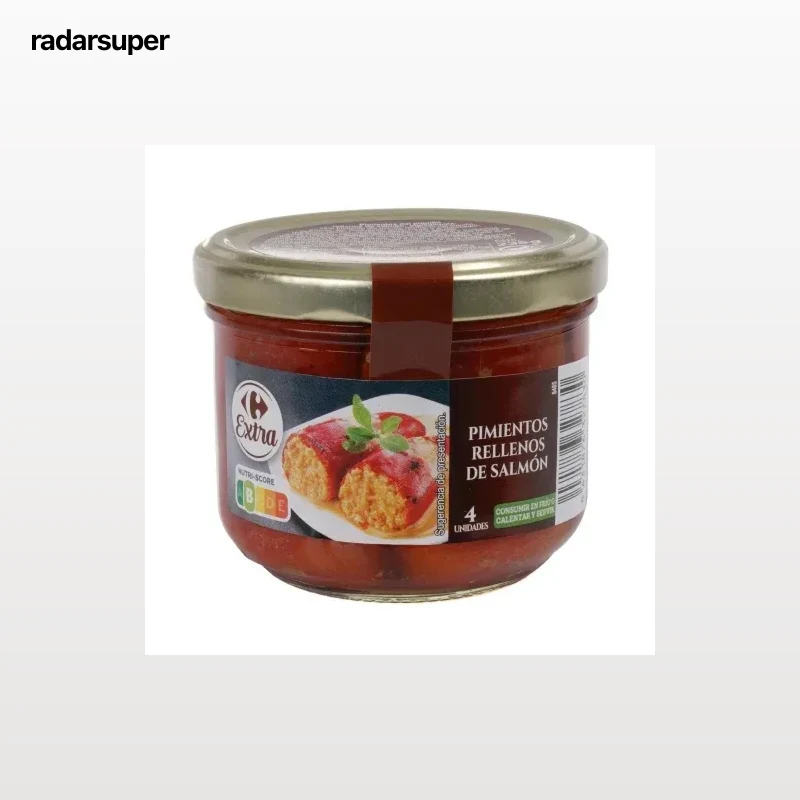 Pimientos del piquillo rellenos de salmón Carrefour Extra 235 g.