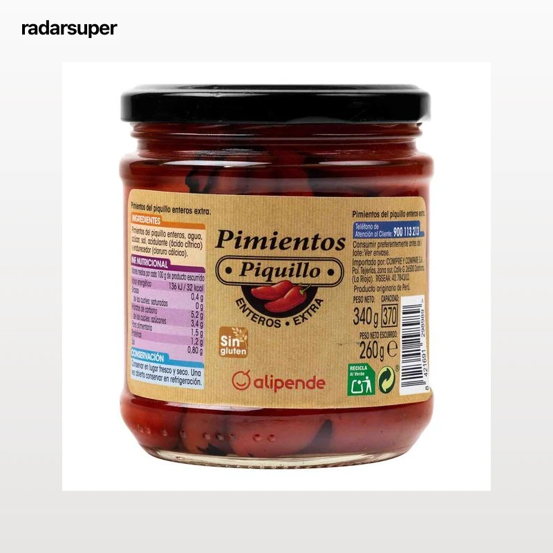 Pimientos de piquillo enteros sin gluten Alipende 260g