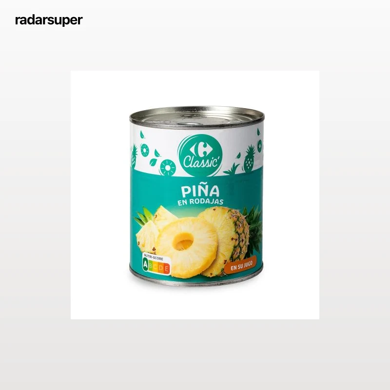 Piña en rodajas en su jugo Classic Carrefour 490 g.