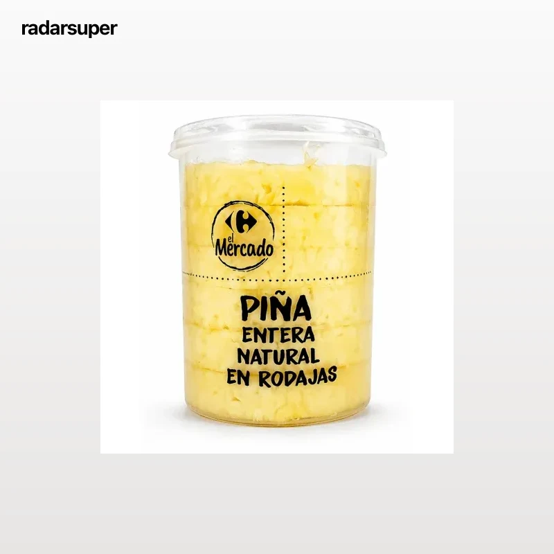 Piña natural en rodajas El Mercado vaso de 450 g
