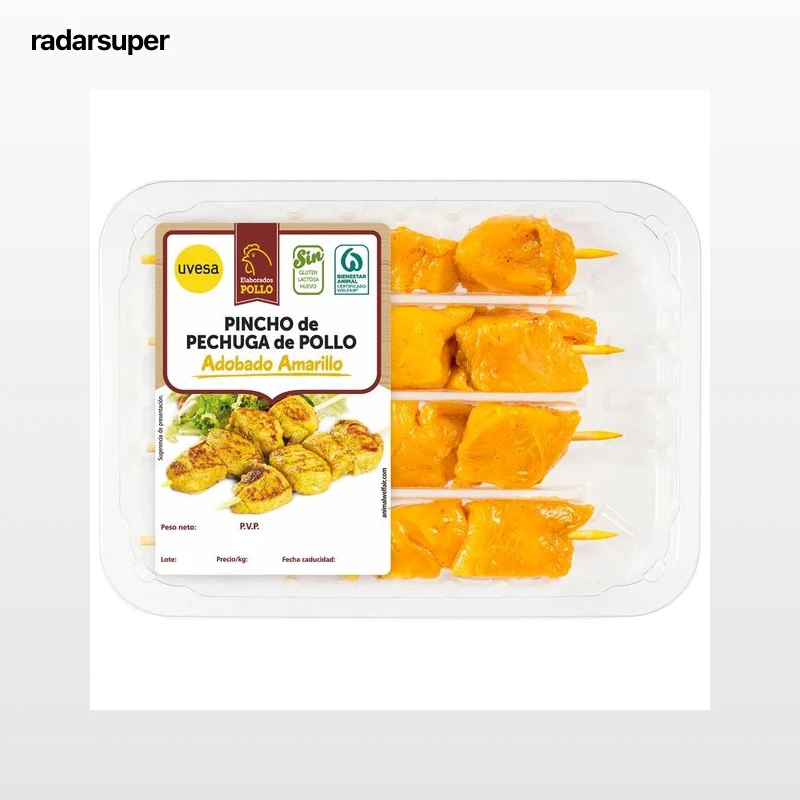 Pincho moruno de pechuga de pollo con adobo amarillo UVESA 320 g,