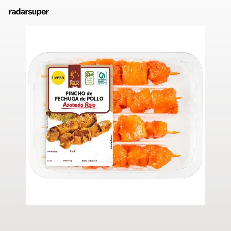 Pincho de pechuga de pollo con adobo rojo UVESA 320 g.