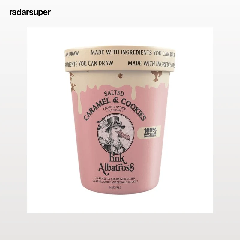 PINK ALBATROSS Helado vegetal de caramelo salado y galletas 480 ml.