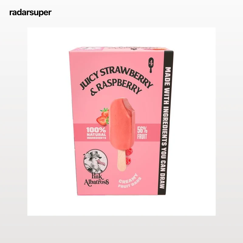 PINK ALBATROSS Polos de fresa y frambuesa 4 x 65 ml.
