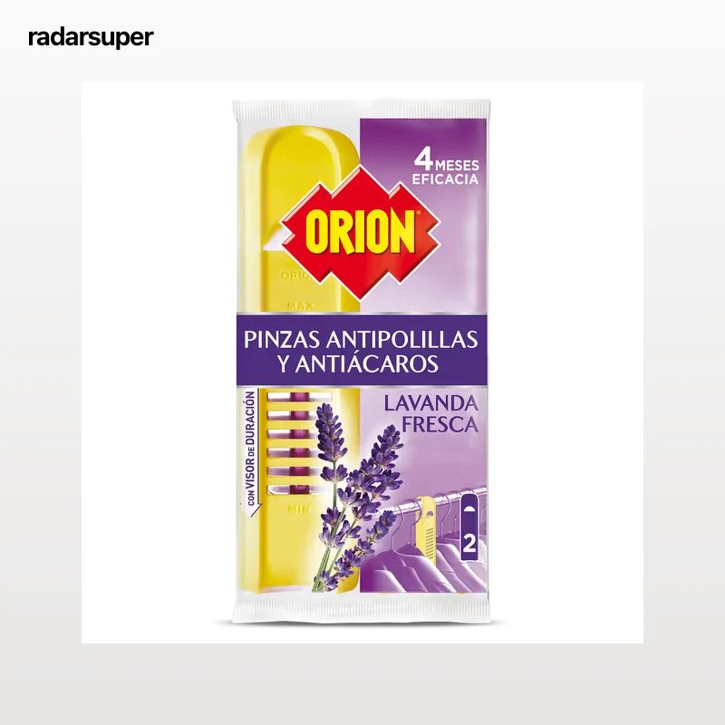 Pinzas antipolillas aroma lavanda fresca Orion bolsa 2 unidades