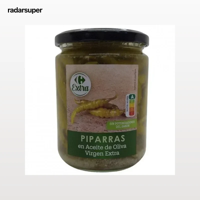 Piparras en aceite de oliva virgen Extra Carrefour 190 g.