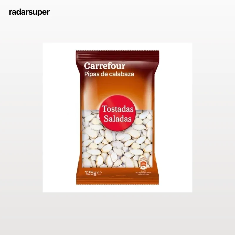 Pipas de calabaza tostadas y saladas Carrefour 125 g.