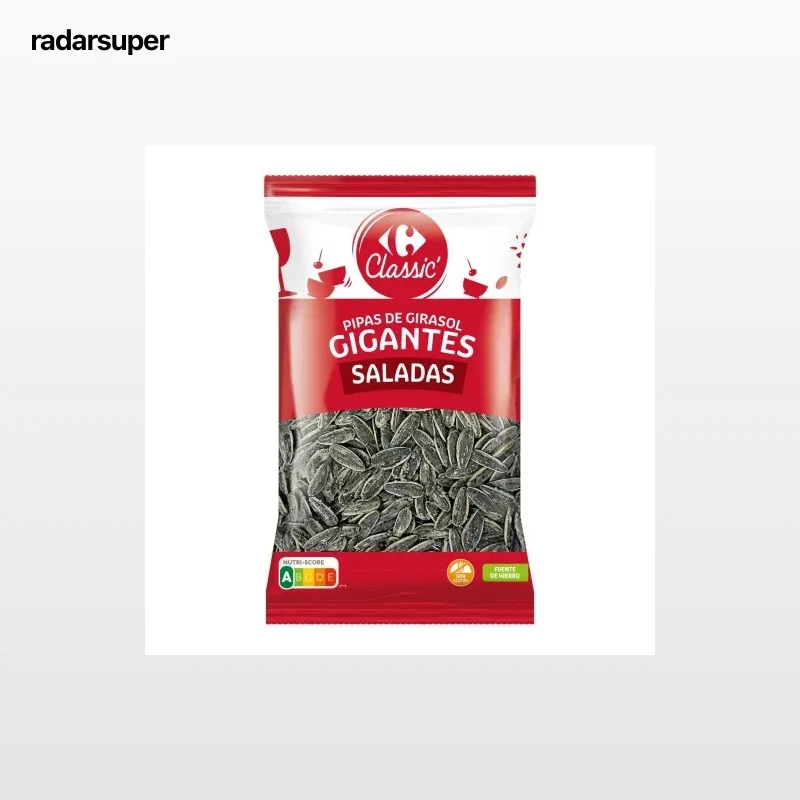 Pipas gigantes saladas Classic Carrefour sin gluten 400 g.