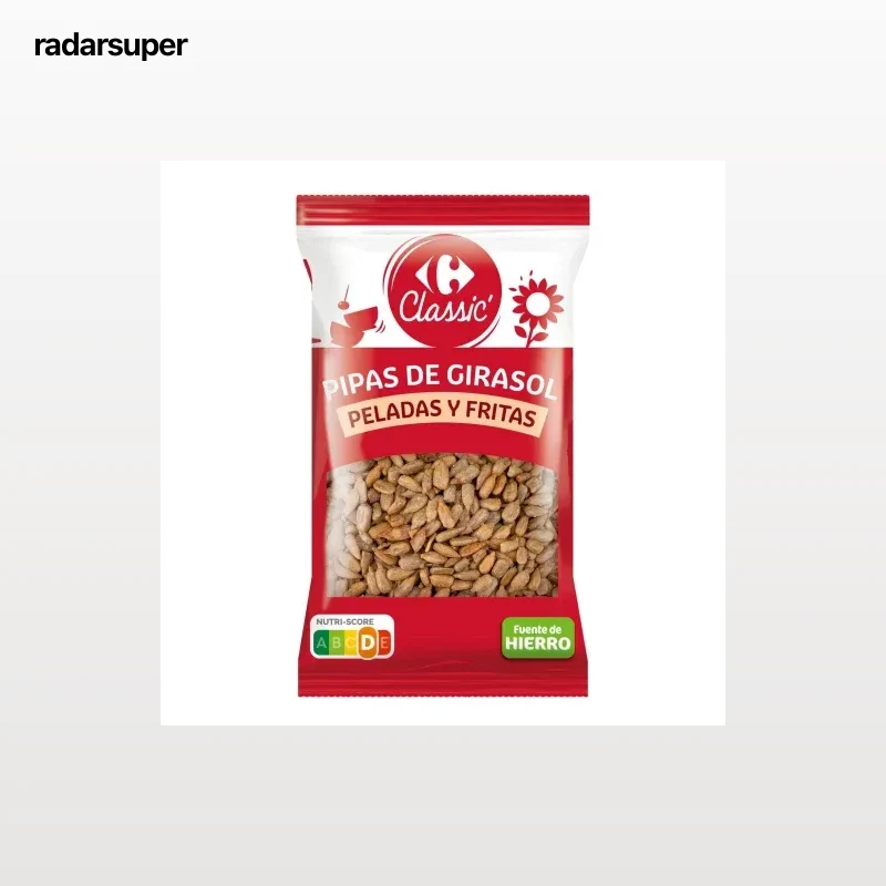 Pipas peladas y fritas Classic Carrefour 200 g.