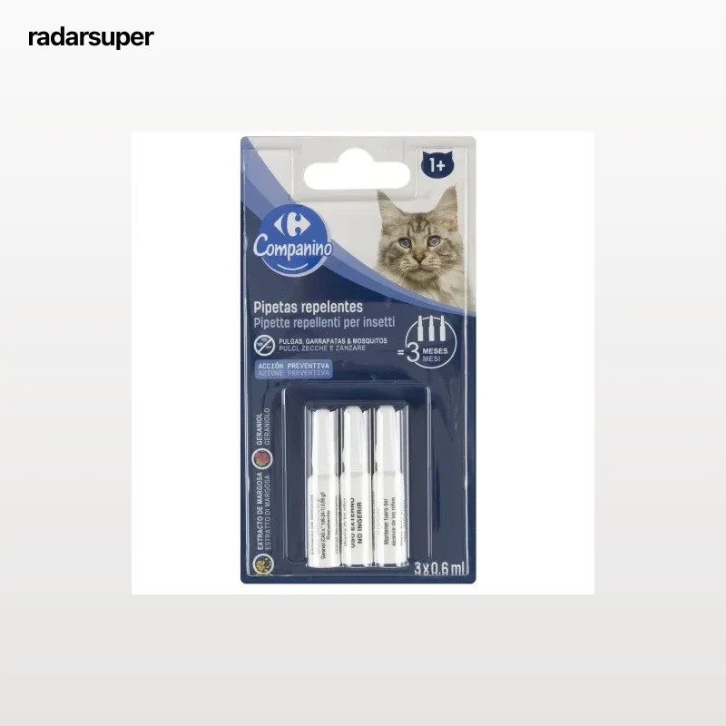 Pipeta Contra Insectos para gatos Carrefour 3x0,6 ml.