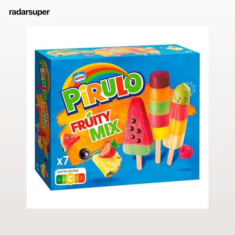 PIRULO Fruity mix de Nestlé Polos con divertidas formas y sabores a frutas 7 uds.