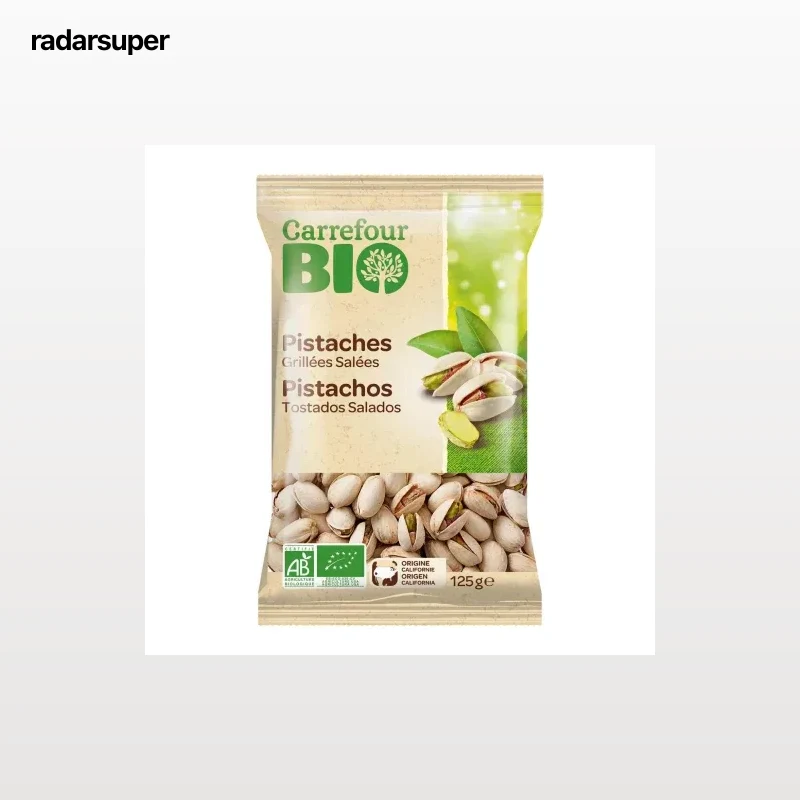 Pistachos tostados y salados ecológicos Carrefour Bio 125 g.