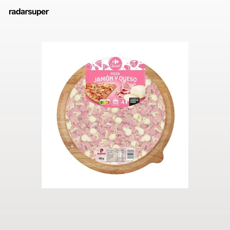 Pizza de jamón y queso Carrefour Classic 580 g.