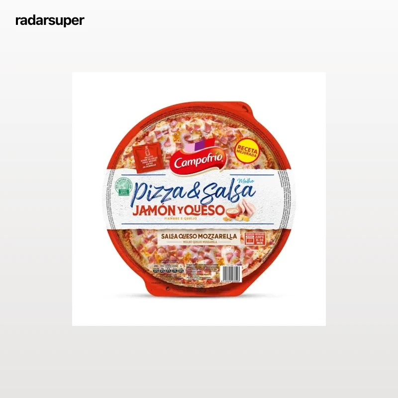 Pizza de jamón y queso con salsa mozzarella Pizza & Salsa Campofrío 360 g.