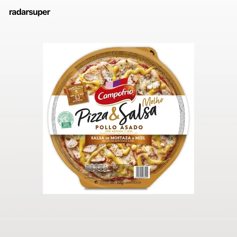 Pizza de pollo asado con salsa de miel y mostaza Pizza & Salsa Campofrío 355 g.