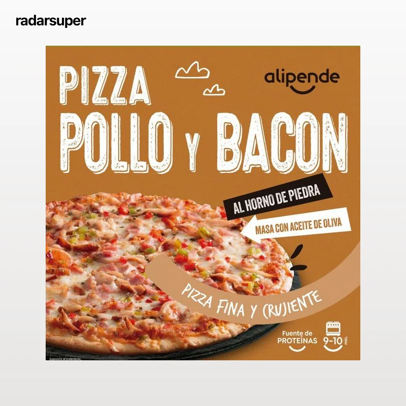 Pizza fina Alipende 375g pollo y bacon