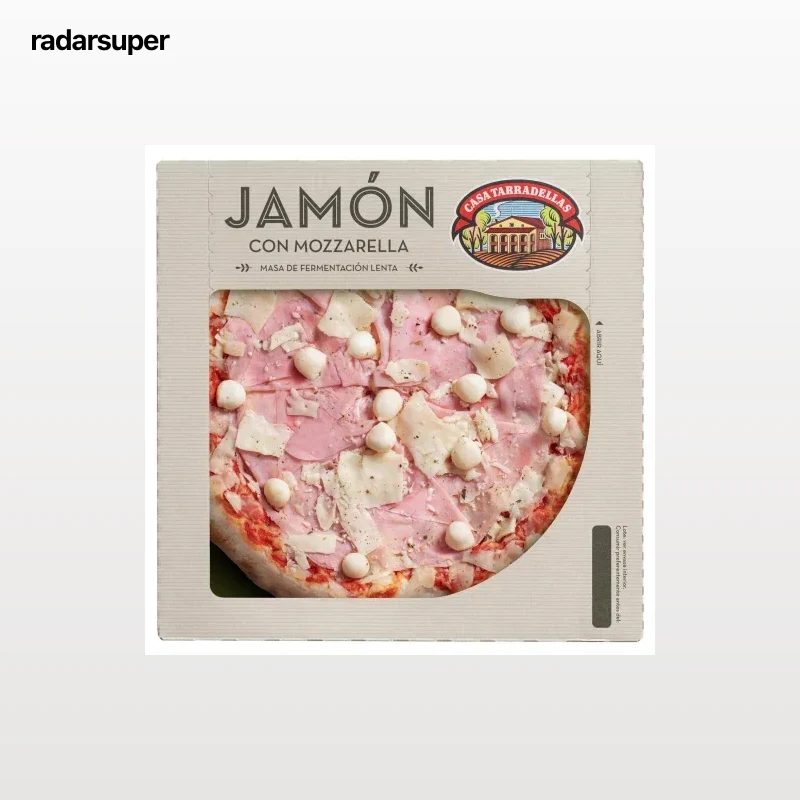 Pizza fresca de jamón con perlas de mozzarella de lenta fermentación Casa Tarradellas 400 g.