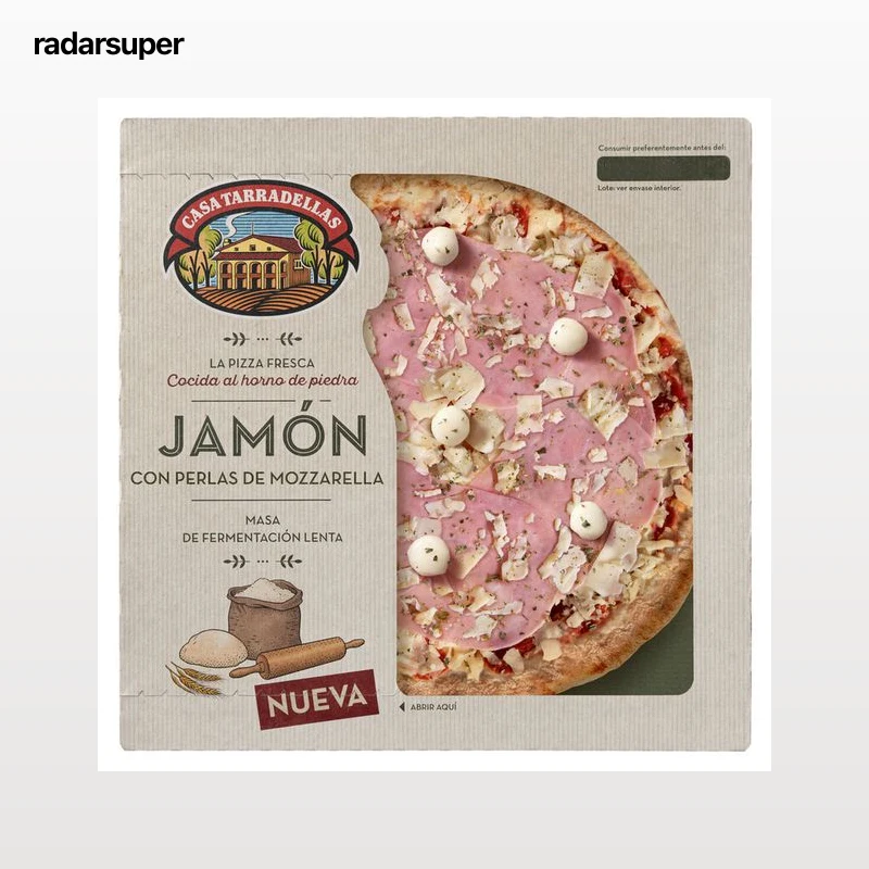 Pizza Fresca de Jamón con perlas de mozzarella Casa Tarradellas 400g