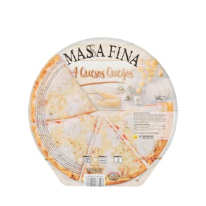 Pizza masa fina 4 quesos Hacendado ultracongelada