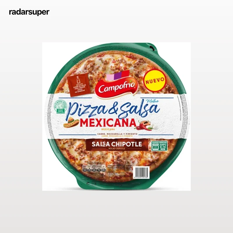 Pizza mexicana con salsa chipotle Pizza & Salsa Campofrío 400 g.