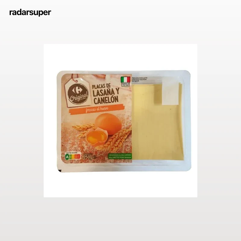 Placas de lasaña y canelones frescas al huevo Carrefour Original 250 g.