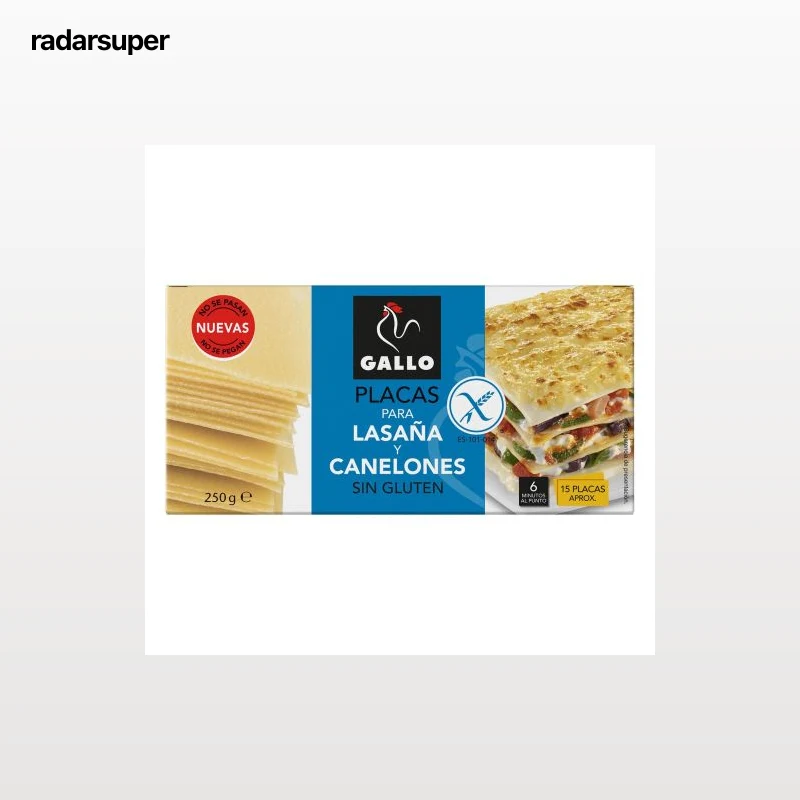 Placas para lasaña y canelones Gallo sin gluten 250 g.