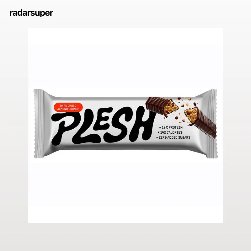 PLESH Barrita de chocolate negro y almendras crunch 2 x 15 g.