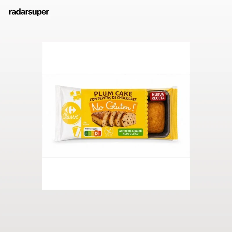 Plum cake con pepitas de chocolate Carrefour Classic sin gluten 250 g.