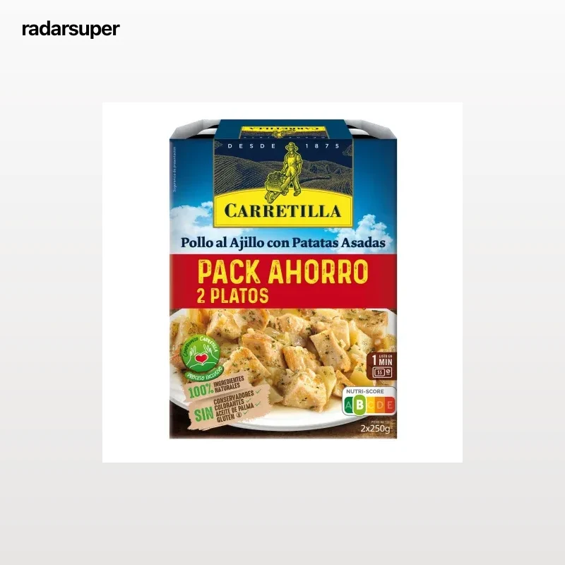 Pollo al ajillo con patatas asadas Carretilla sin gluten 2 unidades de 250 g.
