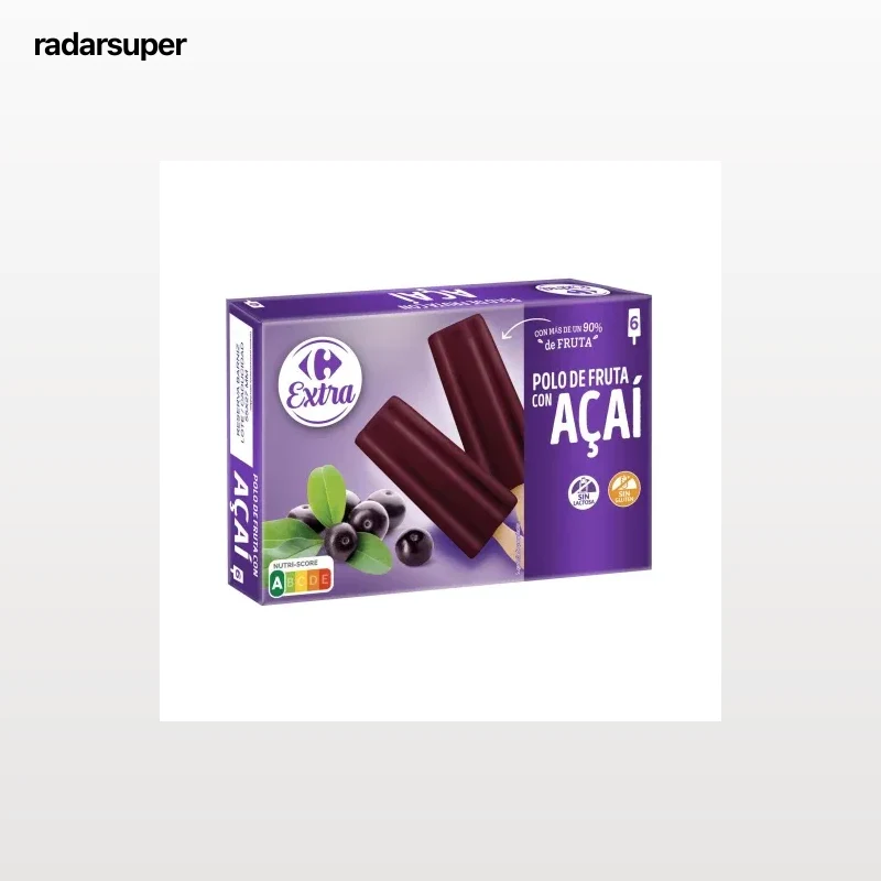 Polo de açaí Carrefour Extra sin gluten sin lactosa 6 ud.